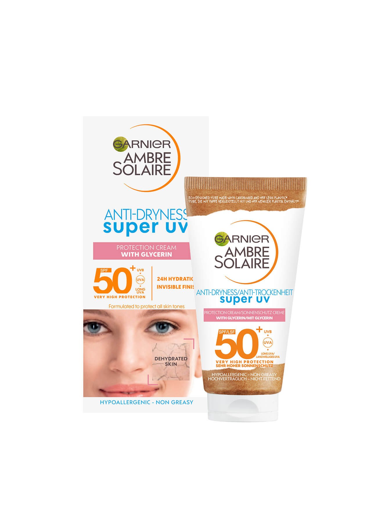 ambre solaire spf 50 sun cream pack shot with packaging box